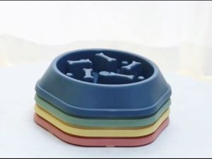 Tempat Makan Hewan Peliharaan Motif Tulang Tempat Makan Slow Feeder Kucing Segi Enam Karakter Tulang Slow Eating Bow slow Feeder Bowl anti Bloat Anti choking Singel Pet Food HHG