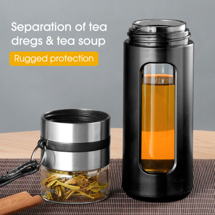 Glass Water Bottle Tea Bottle Tumbler with Tea Strainer Tea Filter Tea