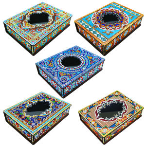 【HOT】Special Shaped Bright Drill Wooden Box Birthday Gift DIY Mandala Diamond Painting Jewelry Box with Mirror Jewelry Box Containers Art Crafts Mosaic Set