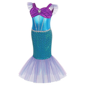 Ryn studio girls mermaid dress girls little fly sleeves sequins sleeveless fishtail dress christmas costume