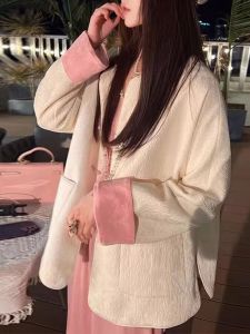 New Chinese Style Womens Embroidered Jacket Light National Trend Spring Autumn plus Size Elegance Pink Small Fragrance Style Open Cardigan Top