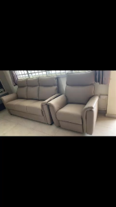 Flexidesignx LARRY PU Leather Sofa 1 2 3 Seater Brown Steel Legs 1 Seater Recliner