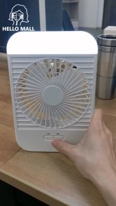 🌟HELLO MALL🌟พัดลมตั้งโต๊ะ พัดลมเล็ก LEDไฟกลางคืน ไร้สาย USB 5 นิ้ว