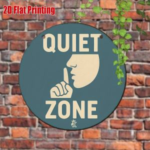 2D Flat Retro Metal Tin Sign Shhh Quiet Zone Decor for Door Library