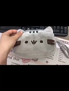 Bandai | New Kawaii Pusheen Pencil Case Cartoon Fat Cat Large Capacity Student Stationery Bag Cosmetic Pouch Travel Storage Bag Gifts
