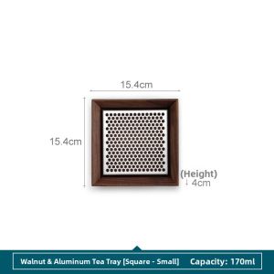 SANXUN | Walnut Wood Tea Tray with Water Drainage Home Use Small Size
