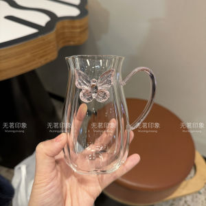 Butterfly Glass Tea Cup High Borosilicate Small  Style Bud Shape Green Tea Drinking Cup Home Use Water Glass Cup