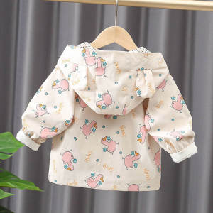 Spring Autumn Cartoon Girls Jacket 2025 New Style Childrens Versatile Coat Korean Version Long Sleeve round Neck Silk Top