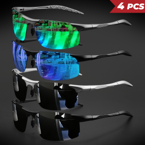 4PCS Classic Colorful Semi-Rimless Outdoor Polarized Sunglasses - Spring Hinge UV400 for Driving Fishing & Daily Use