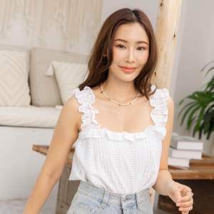 Cereal Top - Snowdrop (สีLimited) เสื้อสายเดี่ยวระบายหน้าสั้นหลังยาว