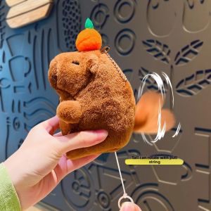 LONGKUI | Pull String Tail Capybara Plush Backpack Toy Keychain