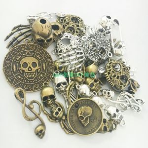 Handmade DIY Steam Punk UV Drip Glue Skeleton Head Mask Ghost Claw Necklace Alloy Mixed Style Earring Pendant Drop Shipping