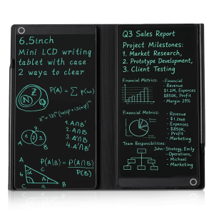 Mini LCD Writing Tablet 6.5 Inch Double Display Erasable Reusable Electronic Drawing Pads Scratchpad for Office and Learning
