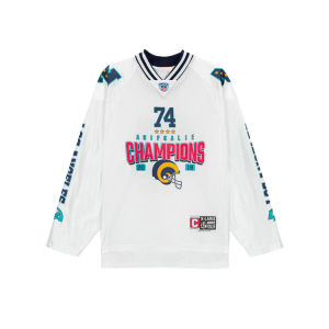 Loose American Retro Football Jersey Long Sleeve T-Shirt for Men Dance Top Casual Youth Fashion All Seasons round Neck Tee