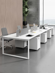 Modern Minimalist Office Desk And Chair Set for 4 Employees Office Designer Desk Combination Customizable with Partition