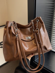 Trendy Large Capacity Commuter Tote Bag Womens Single Shoulder Student Bag Fashionable PU Leather Zipper Closure Casual Handbag