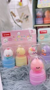 Mainan Edukatif: Set 3 Pcs Stempel Karakter Animal & Kata-kata Study Stationery