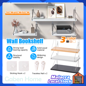 Floating Wall Shelf Wooden Storage Rack Non Perforated  Decorative Organizer for Kitchen Living Room Bedroom Projector Rack