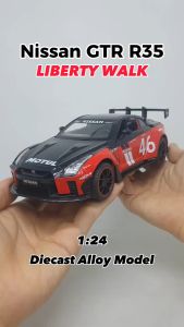 Diecast Mobil Nissan GTR R35 LIBERTY WALK Skala 1:24 - Miniatur Mobil Pajangan Alloy Logam Metal Nissan GTR R35 LBWK Skala 1:24 NISSAN JDM Cars Terdapat Lampu dan Suara - Diorama Diecast Repair Workshop Bengkel Mobil