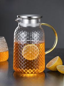 Large Capacity Glass Water Kettle High Borosilicate Heat Resistant Explosion Proof Cold Water Pot Set for Home Use White Boiling Water