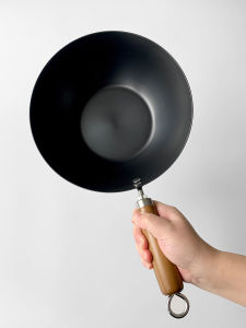 Mini Iron Wok Flat Bottom Non-coated Home Use Gas Stove Induction Cooktop Stir-fry Pan Small Iron Wok for One Person