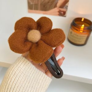 Winter Plush Flower Hair Clips Womens Back of Head Updo Duckbill Shark Clamp Hair Accessories Korean Style  Outlined