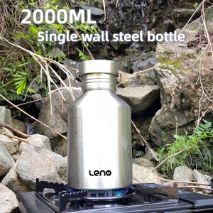 2000ML Large Capacity Single Wall Stainless Steel Sports Water Bottle Non-Insulated Flask Leakproof Travel Bottle for Outdoor