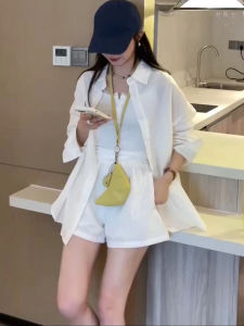 Salt Series Long Sleeve Sun Protection Shirt Set Womens Summer New Loose Short Two-Piece Set Fashionable Casual Wear