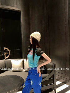 Short Sleeve T-Shirt Womens Pure Desire Spicy Girl Top Cartoon Print Design Summer Cotton round Neck Short Length