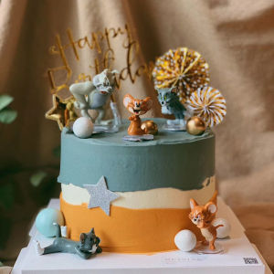 Baking Cake Topper Cat and Mouse Cheese Block Mousse Silicone Mold Talking Tom Cat Jerry Doll Doll