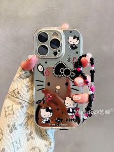 Sweet Cool Black Rhinestone Butterfly Knot KT Cat Compatible Apple 16ProMax iPhone 17pro Girl Cute 14plus Makeup Mirror 13 Anti-fall Womens Style 15p Protection Case