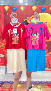 Bộ Bà Ba Bé Gái In Hình Mặc Tết Chất Gấm Lụa Cao Cấp Bộ Pháp Phục Cho Mẹ và Bé Mặc Đi Lễ Chùa BB04 - BEEKIDS