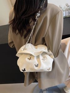 Cloud Shape Womens Crossbody Shoulder Bag Unique Ruffle Chain Design
