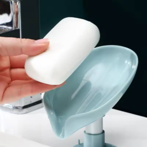 Creative Lotus Leaf Shape Soap Dish Suction Cup No Drill Holder For Bathroom Self Draining Box Cup Tray For Shower Room And Sink