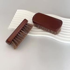 1pc Horsehair Wooden Brush Car Detailing Polishing Buffing Brush Soft Horsehair Leather Brush Multifunctional Cleaning Tools