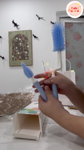 Bộ Cọ Rửa Bình Sữa Silicon 3in1 Cao Cấp Đầu Cọ Xoay 360 độ Linh Hoạt Vệ Sinh Nhanh Gọn Làm Sạch Mọi Ngóc Ngách Rửa Núm Ti và Ống Hút Dễ Dàng