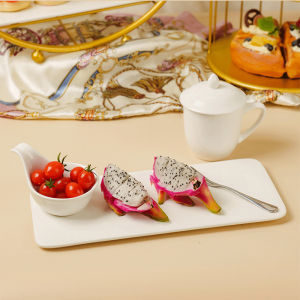 Ceramic Dessert Set Precision Flat Plate Meeting Seat Tea Break Company Reception Cake Serving Dish Commercial Use Display Plate