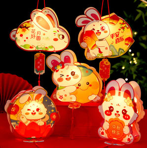 YESPERY Durable Mid Autumn Lantern Glowing Decoration Chinese Style Rabbit Lantern Cute Children DIY Toy Gift 2024