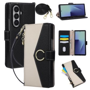 szhaiyu | Zipper Card Holder Leather Wallet Phone Case for Samsung Galaxy Z Fold 8 Ultra 7 6 5 4 5G Crossbody Lanyard Protective Cover