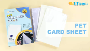 Officom PET Pre-cut PVC ID Card Sheets Set – 50 Sets Glossy Finish 5.5x8.7cm Inkjet Friendly