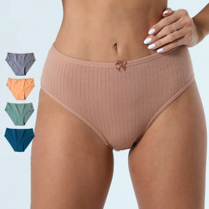 Sentexin 4 Pack Womens Cotton Panties Mid-high Waisted Underwear Plus Size Female Briefs Breathable Ladies Lingerie M-XXL