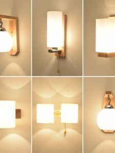 Đèn Tường Phòng Ngủ Phong Cách Scandinavia Bằng Gỗ Nguyên Khối Nghệ Thuật Nhật Bản Trang Trí Tường Phòng Khách Khách Sạn Hành Lang