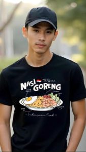 (MIDDLE NIGHT) KAOS DISTRO UNIK I KAOS TEMA MAKANAN INDONESIA I NASI GORENG BAHAN 24s