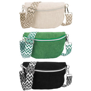 Mens Casual Shoulder Bag Crossbody Fanny Pack Made of Durable Corduroy for Travel and Exercise