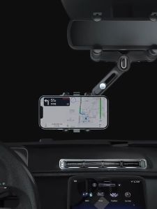 【LIFE OS】Multifunctional 360° Rearview Mirror New Rotatable and Retractable Car Phone Holder Windscreen Holder Phone Holder for Car Car Mirror Clip Phone Holder I In-Car Rear View Mirror Mount GPS DVR 360 AM2001