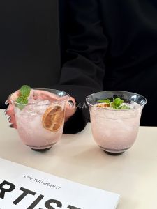 Ultra-Thin Black Bottom Glass Cup Japanese Mokumoku Series for Cold Brew Cocktails Lattes Americanos Modern Minimalist Home Use