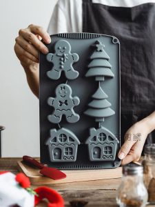 Christmas Tree Silicone Cake Mold Gingerbread Man House Christmas Cake Baking Tools Childrens Supplementary Food Steamed Cake Mold