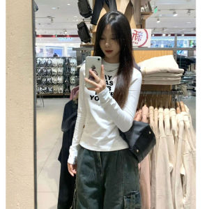 Áo Thun Dài Tay Dài Vừa Phải Thường Ngày Mùa Thu 2024 Mới Về Phong Cách Mỹ Dành Cho Nữ Dáng Ôm Vừa Vặn in Chữ Thời Trang