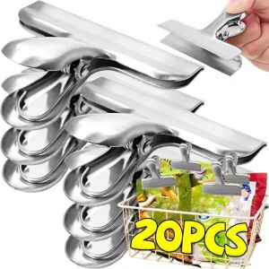 20Pcs Stainless Steel Food Clips Heavy Duty Bag Sealing Clip Snacks Coffee Metal Clamps Kitchen Rust Proof Storage Chip Clip