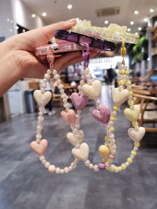 Handmade round Beads Mobile Phone Strap Short Style Womens Model Anti-Loss Heart Shaped Pendant Luxury Brand Zhenge Digital Accessories